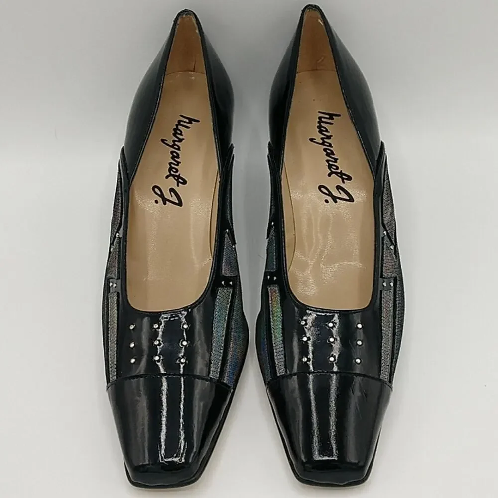 Margaret J Vintage Black Patent & Iridescent Pump size 7 1/2M